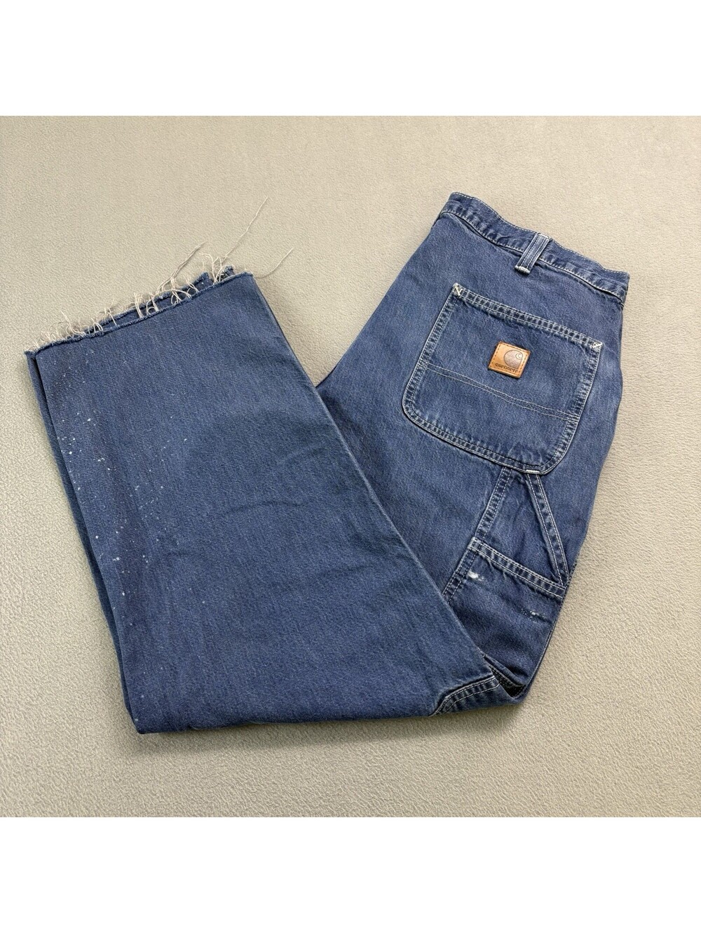 Vintage Carhartt Carpenter Denim Jeans Size 34 x 26 in. (Cut Cuffs) Dungaree Fit